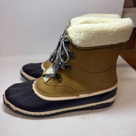 JBU Womens 11 M Tan Lizzy Waterproof Faux Fur Lined Ankle Boots NIB IU5 - Picture 2 of 5